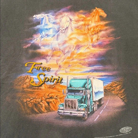 Rare Delta VTG 1994 Truckers Only Free Sprit 3D Emblem T-shirt SZ-L